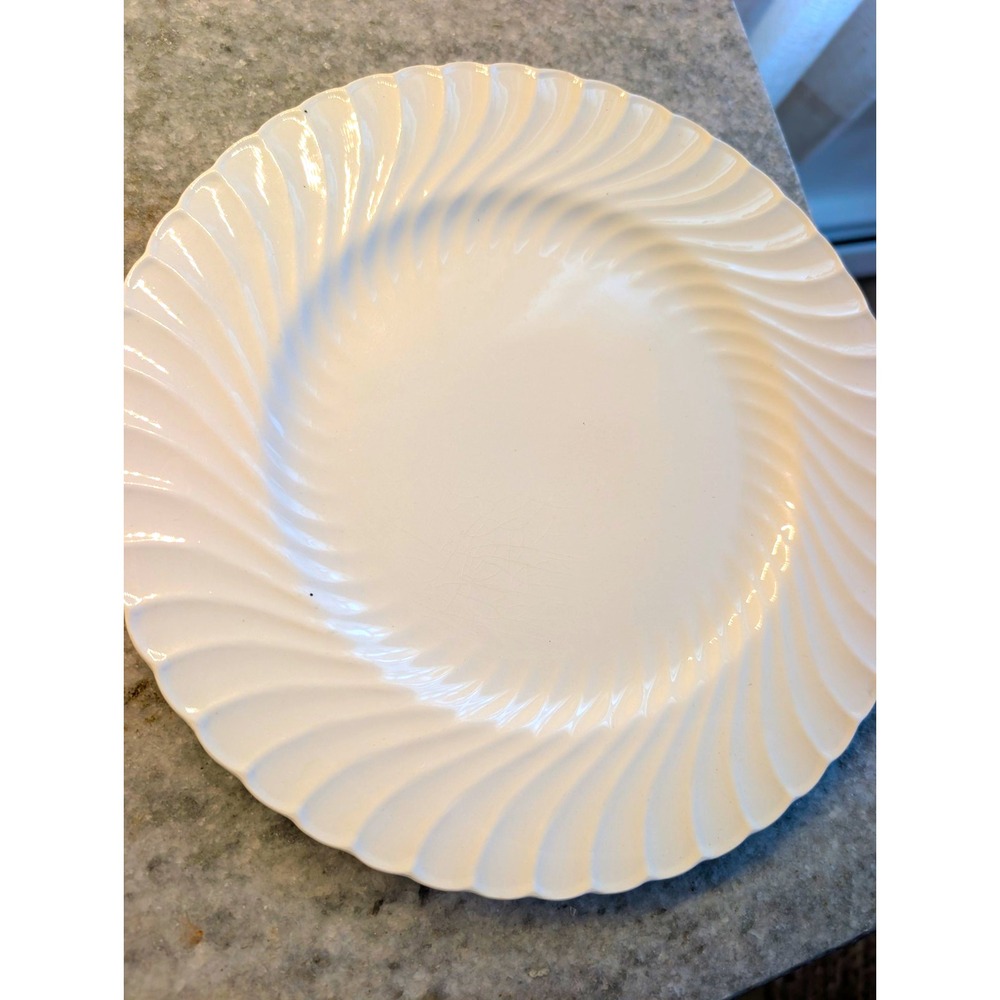 Vintage Burleighware Ironstone White Swirl Pattern 10" Round Plate England